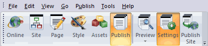 From Publish View select the Puhlish Settings Icon then Settings