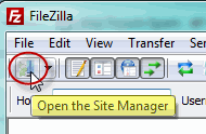 Click the FileZilla Site Manager icon