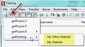 Select FTP log in from drop down