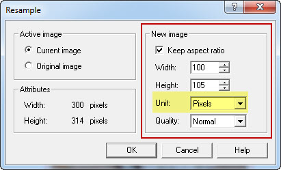 Original, Current, and Resized Image sizes are displayed