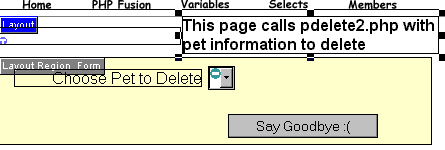 Choose which pet to delete