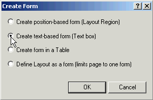 Select Create text-based form (Text box)