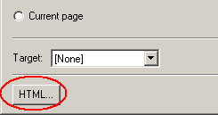 HTML Insert button on Link Properties Palette