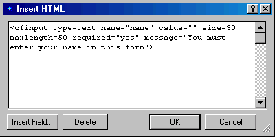 Insert the name coldfusion input tag