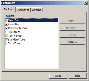 customize Toolbar Palette