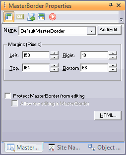 MasterBorder Properties Palette