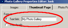 Making a text link to your photo gallery