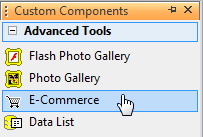 Select the e-commerce component and put it on your page