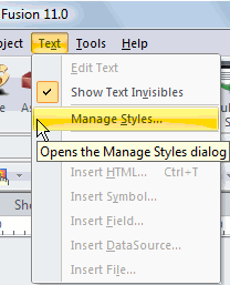 Select Manage Text Styles