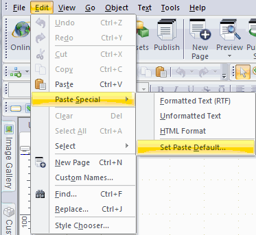 Select Set Paste Default