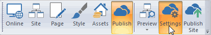 From Publish View select the Puhlish Settings Icon