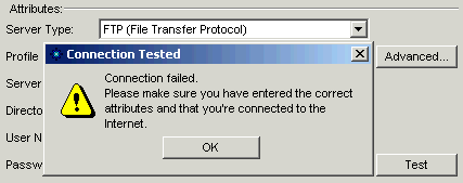 Connection Test Failed