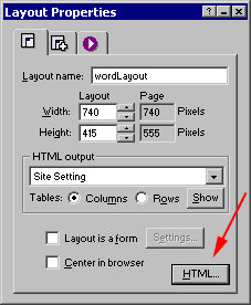 Layout Property Palette