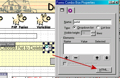 click on HTML to see how we populated the combo box