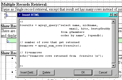 SELECT statement that retrieves more than 1 record/row from table