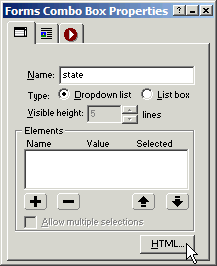 Form Combo Box Properties for States