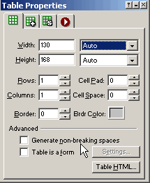 Cleaning up the Table display options