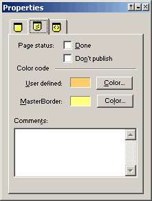 Page Management Properties palette