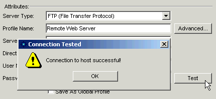 Connection test successful Connection test successful