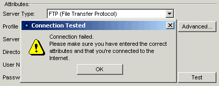 Connection Test Failed Connection Test Failed