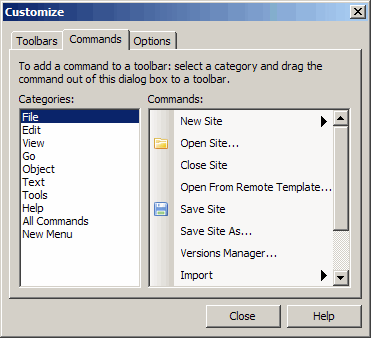 customize Toolbar Commands