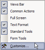 Right click Customize Toolbars