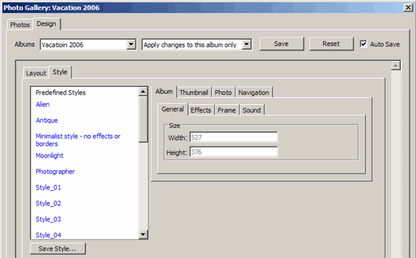 Select a Stype from the list of predefined styles