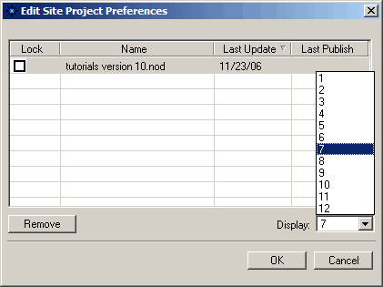 Edit Site Project Preferences