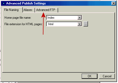 Click the Advanced FTP tab of Remote Publish Settings